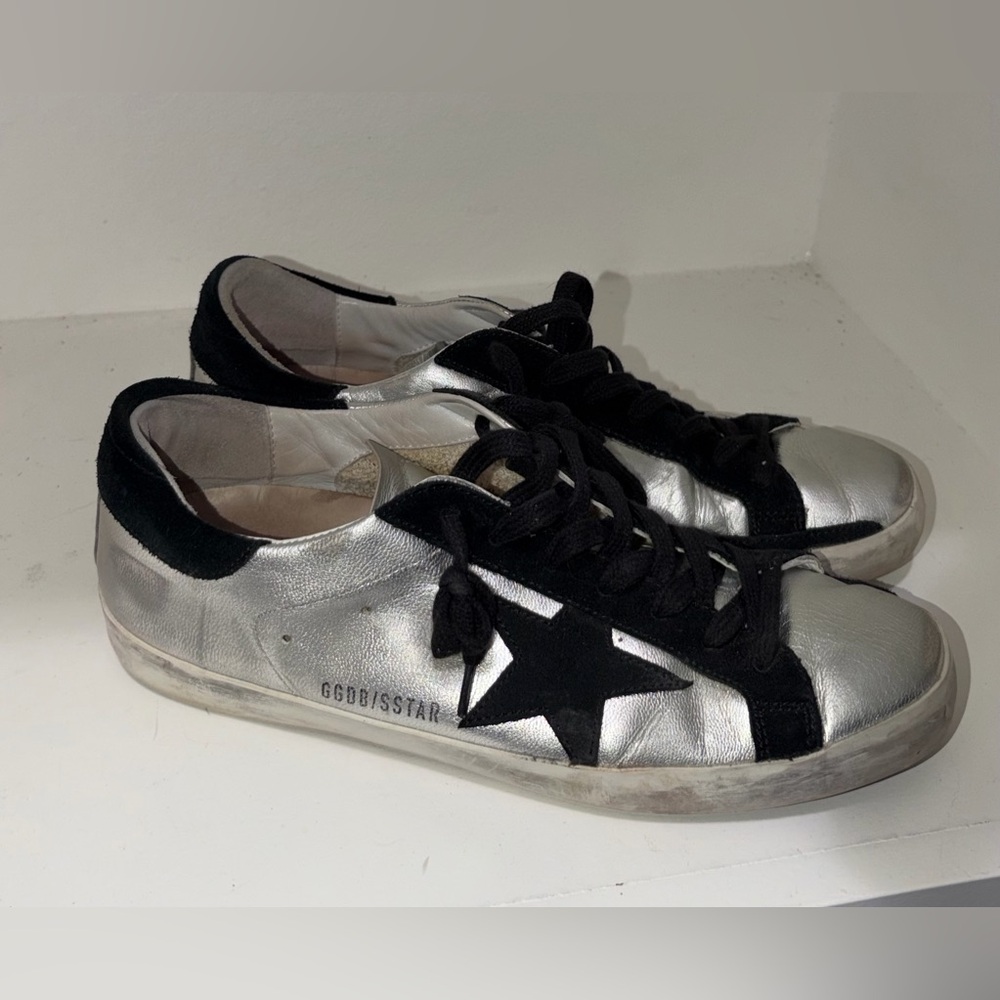 Golden Goose Women's Metallic Silver and Black Sneakers